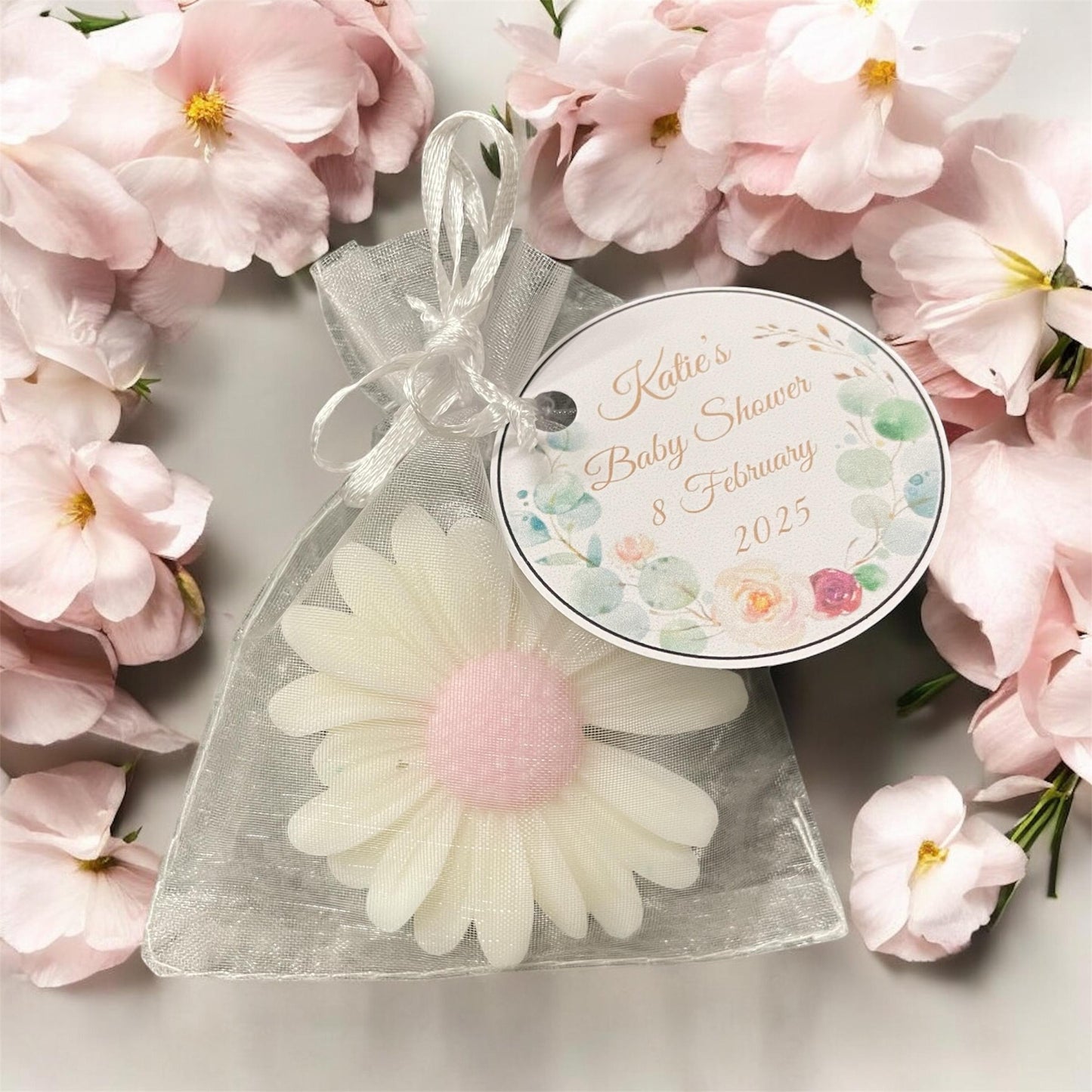 Personalised Baby Shower Favours | Daisy flower scented wax melts | Gender Reveal favors | Thank you for coming