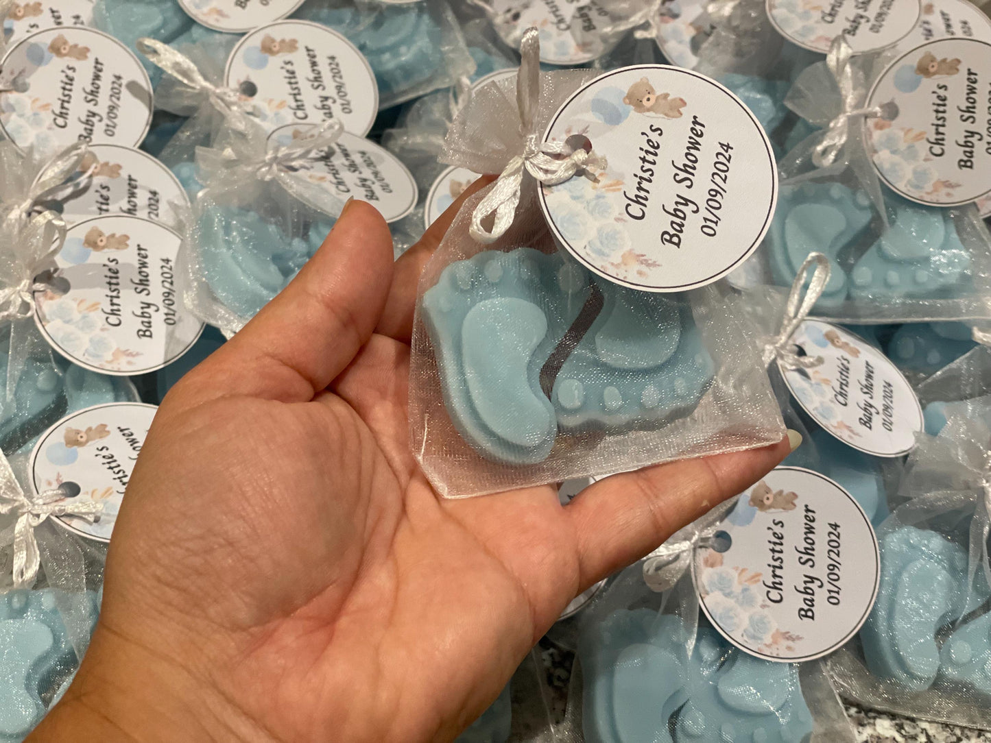 Personalised Baby Shower Favours | Baby Footprint Wax Melt | New Baby Feet | Baby Boy | Baby Girl | Gender Reveal