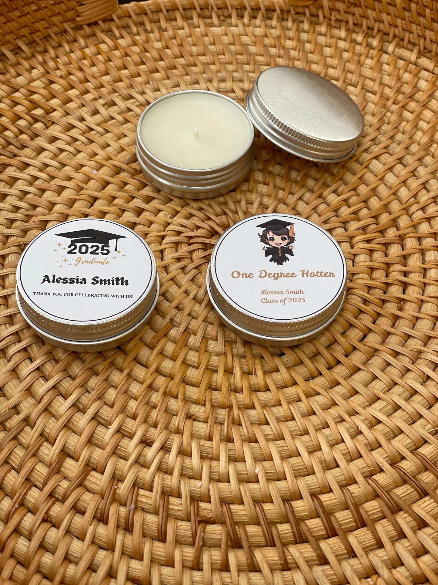 Personalised Graduation Party Favors - Small Scented Candles | Graduation Gift | Class of 2025 | End of School Gift