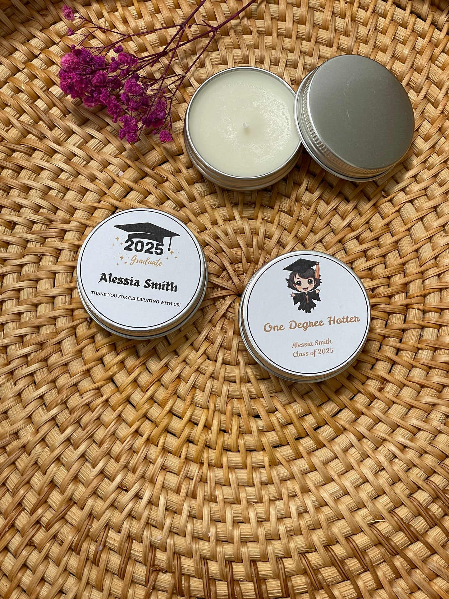 Personalised Graduation Party Favors - Small Scented Candles | Graduation Gift | Class of 2025 | End of School Gift
