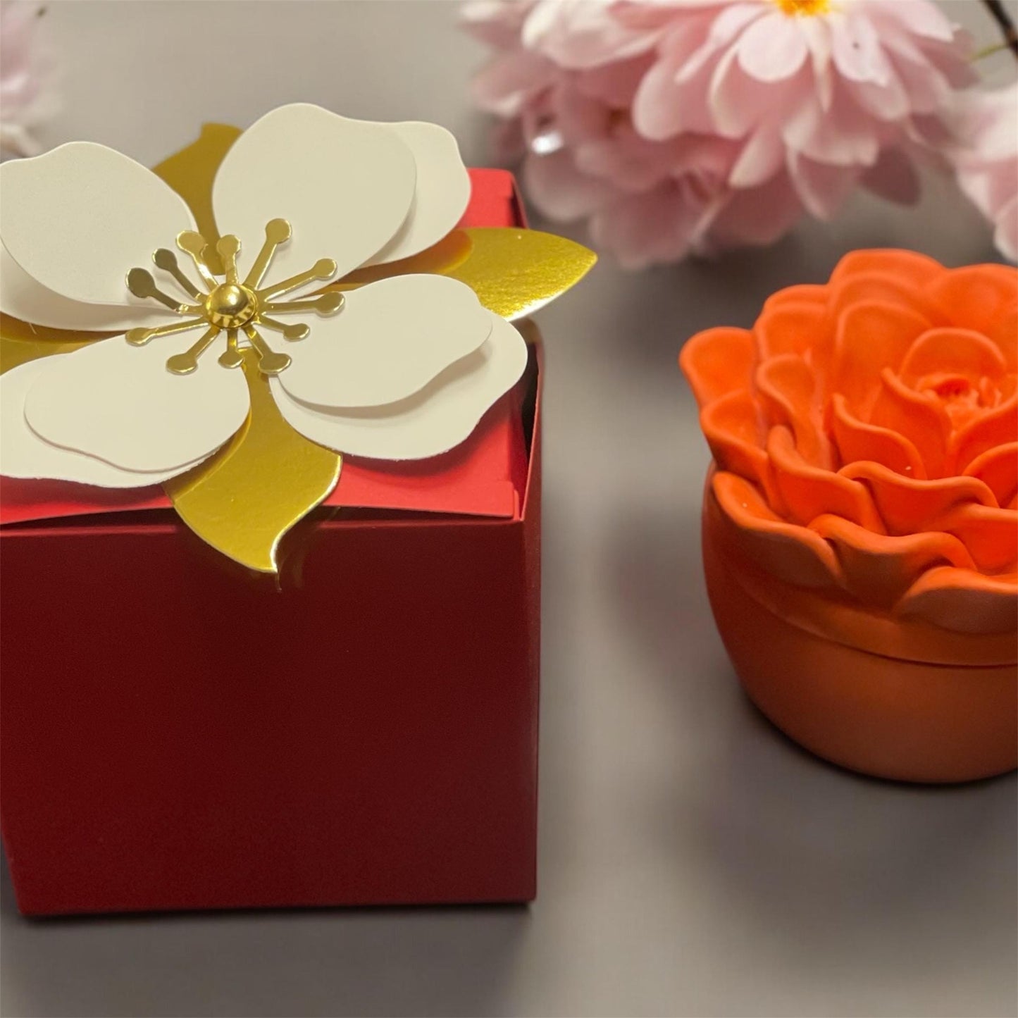 Rose Flower Jar with Scented Candle | Jesmonite jar with rose lid | Home Decor | Valentine’s Day gift | Mother’s Day gift