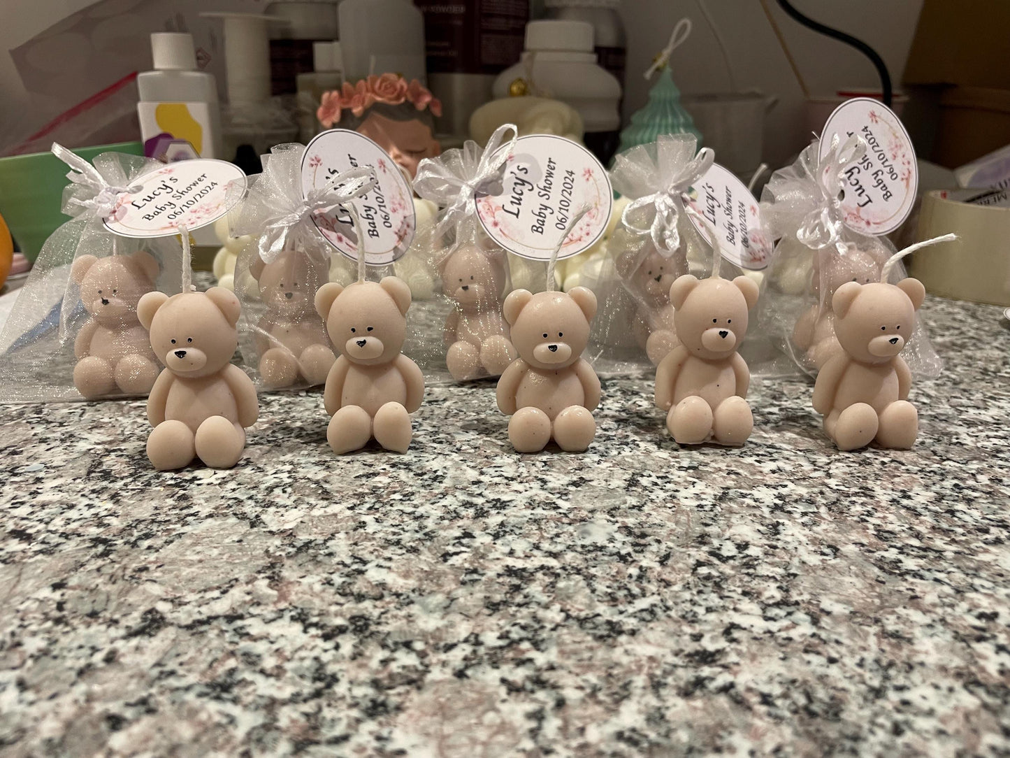 Personalised Baby Shower Favours | Baby Shower Gifts | Mini Teddy Bear scented candle | Gender Reveal favors | Thank you for coming