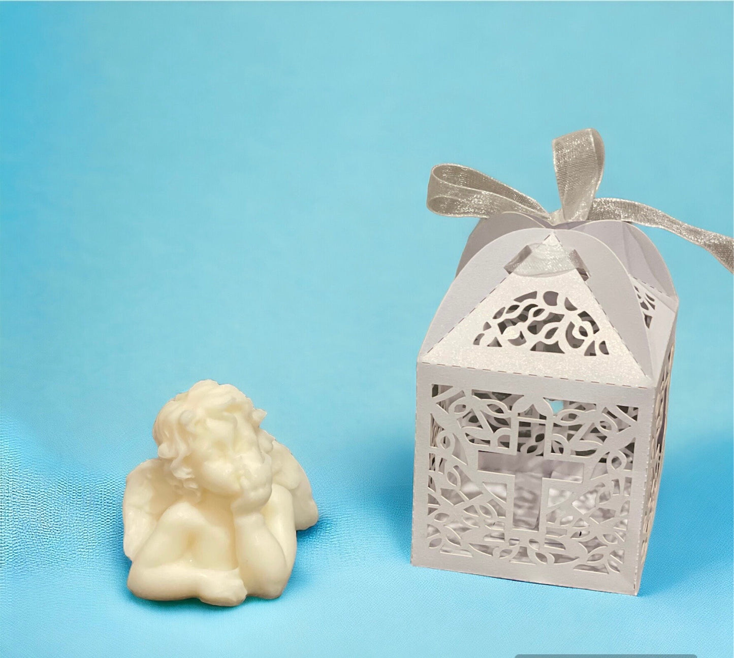 Personalised Baby Shower Favours | Small Angel Scented Candle | Christening Gift | First Communion Favours