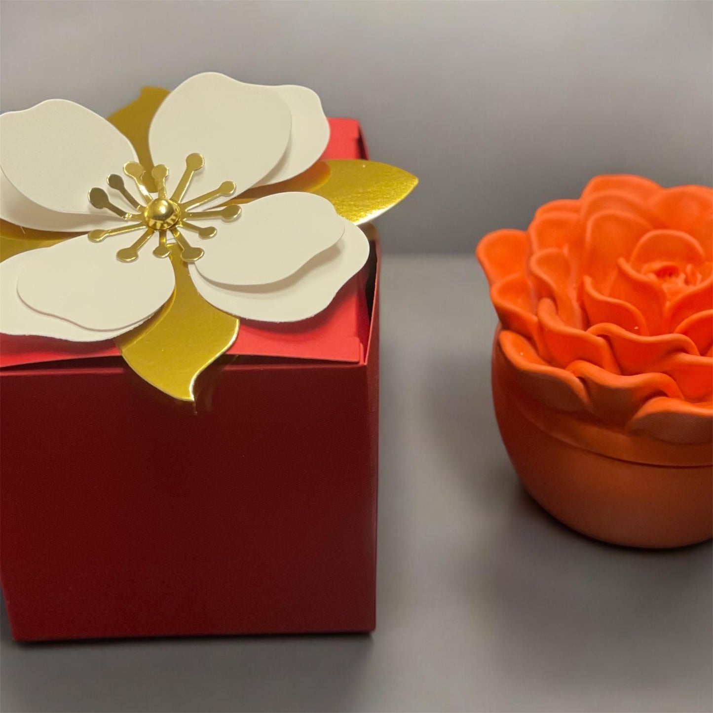 Rose Flower Jar with Scented Candle | Jesmonite jar with rose lid | Home Decor | Valentine’s Day gift | Mother’s Day gift