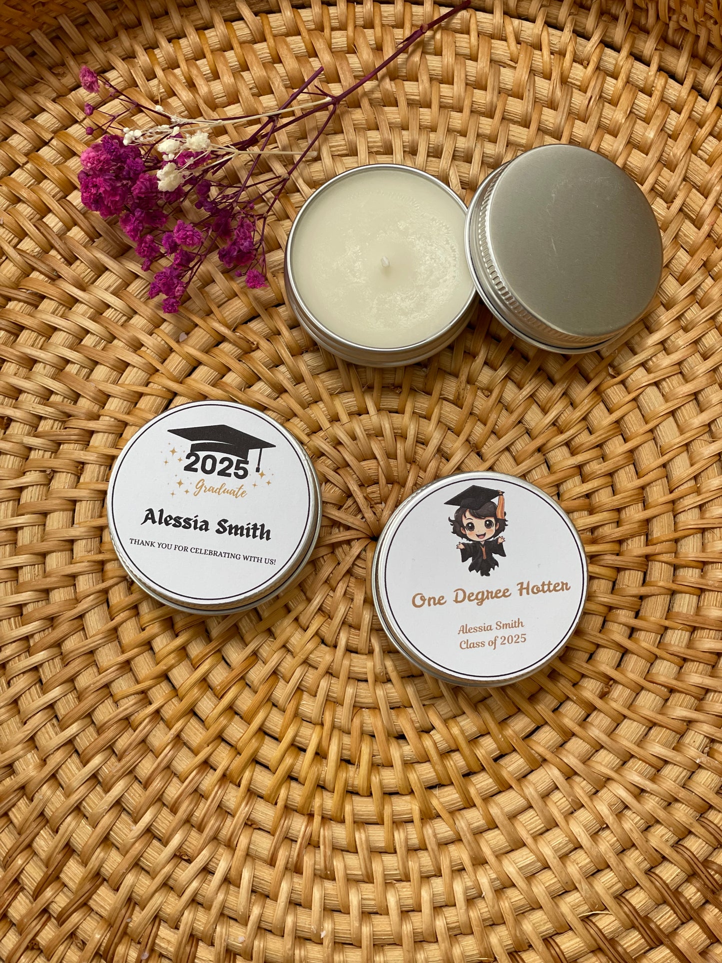Personalised Graduation Party Favors - Small Scented Candles | Graduation Gift | Class of 2025 | End of School Gift