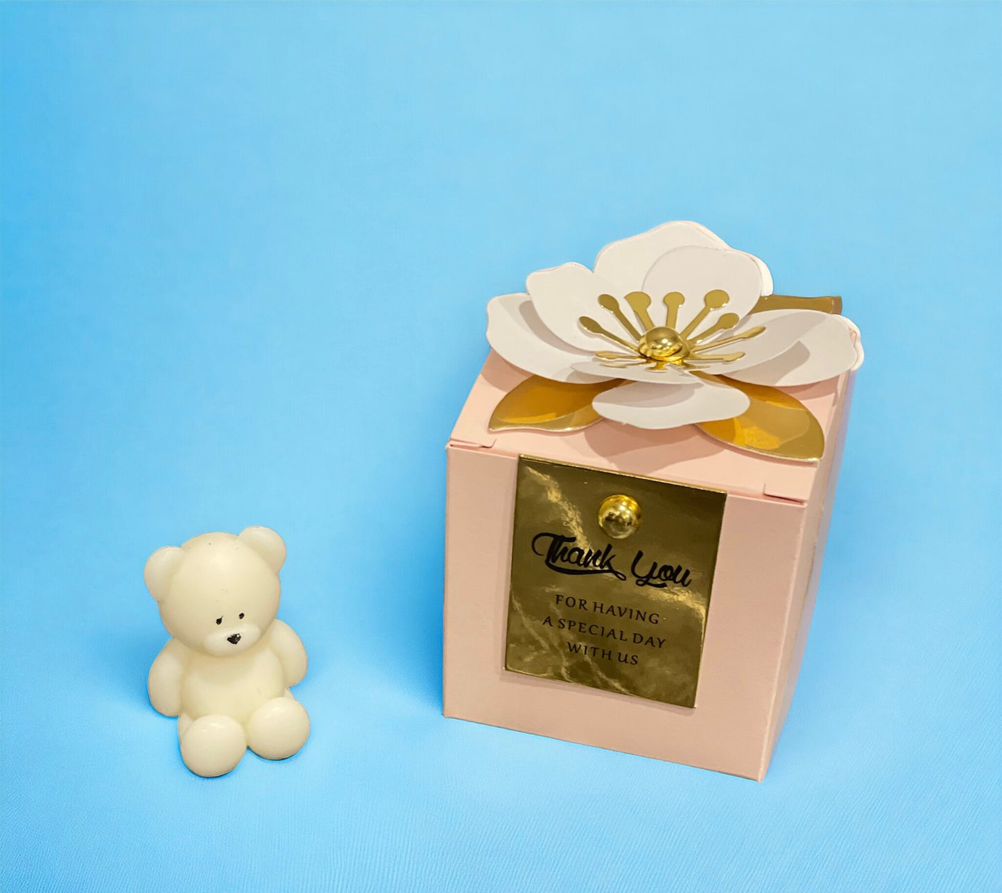 Personalised Baby Shower Favours | Baby Shower Gifts | Teddy Bear Theme | Mini Bear Candle | Gender Reveal