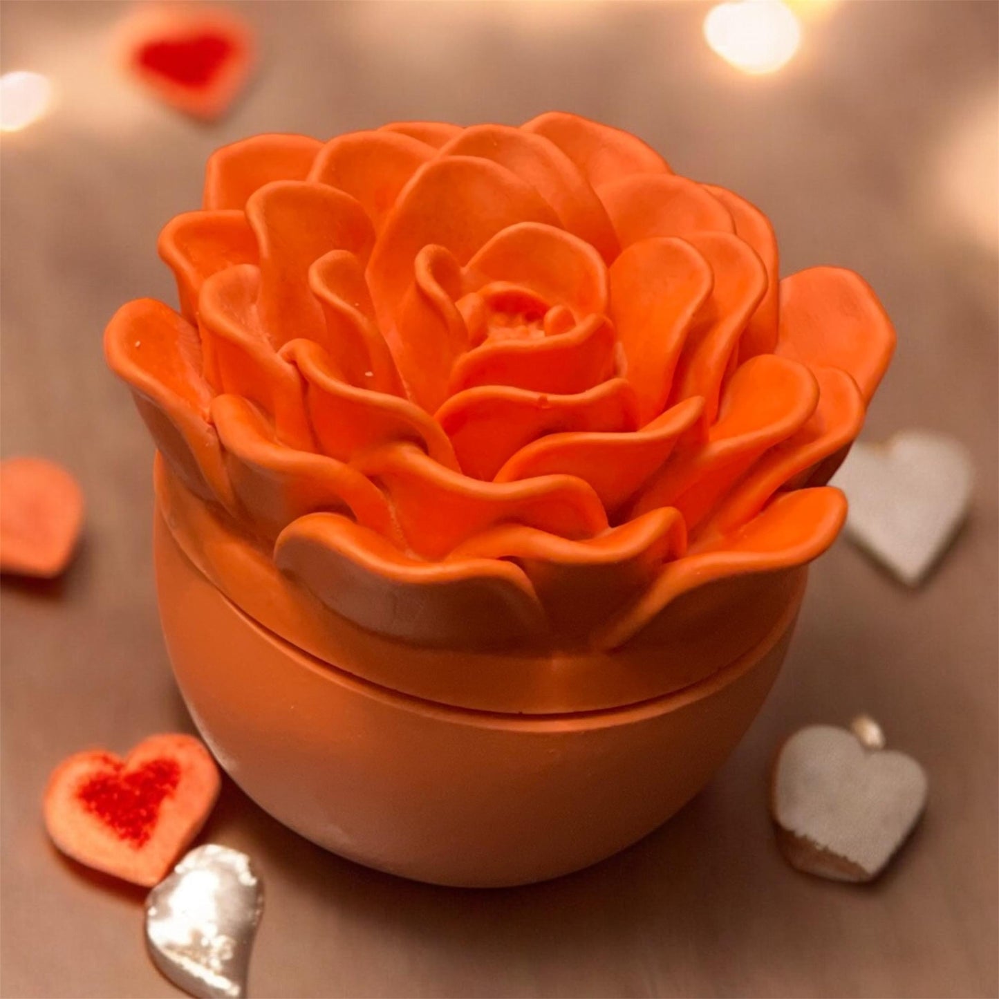 Rose Flower Jar with Scented Candle | Jesmonite jar with rose lid | Home Decor | Valentine’s Day gift | Mother’s Day gift