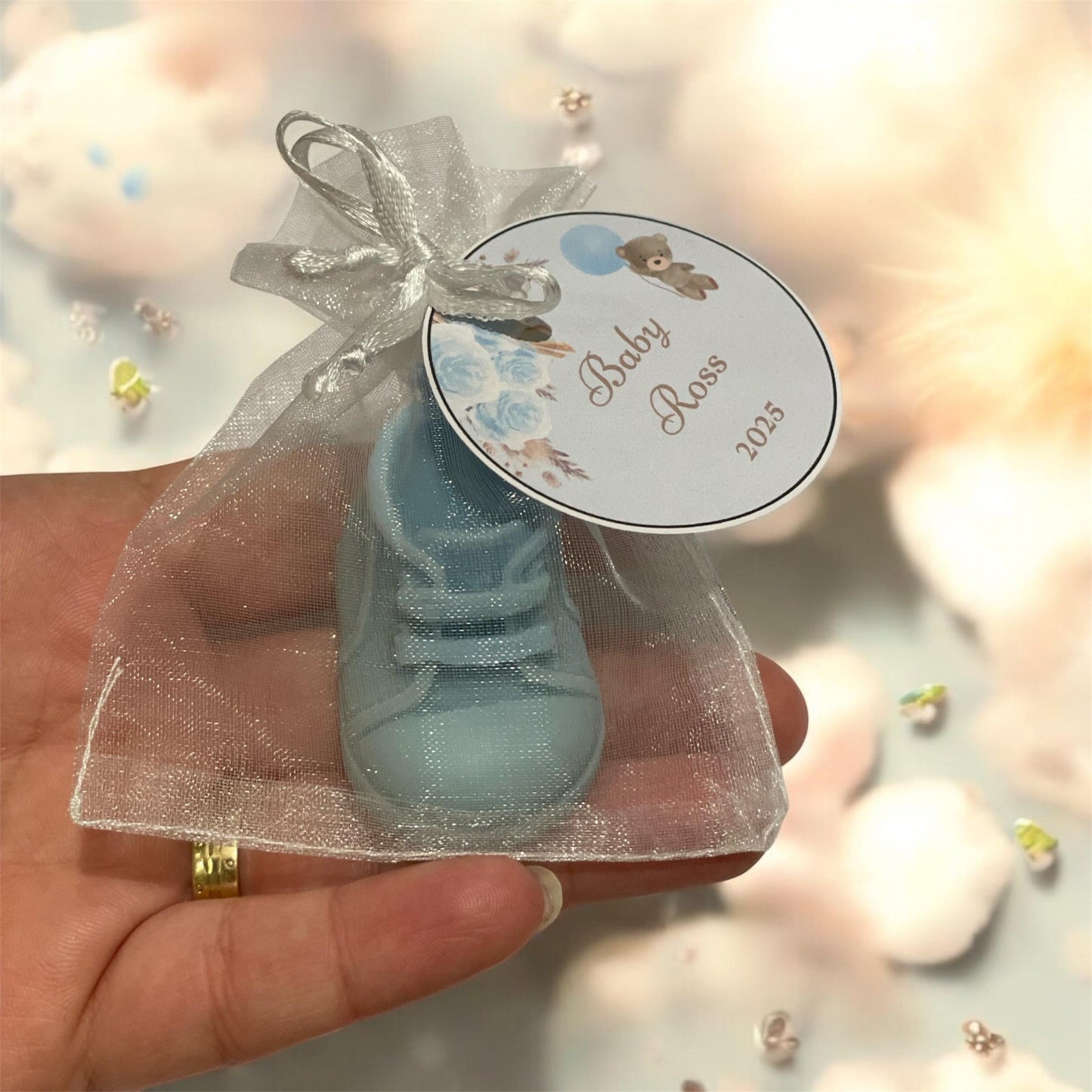 Personalised Baby Shower Favours - Mini Baby Shoe Wax Melt | Thank You for coming gift