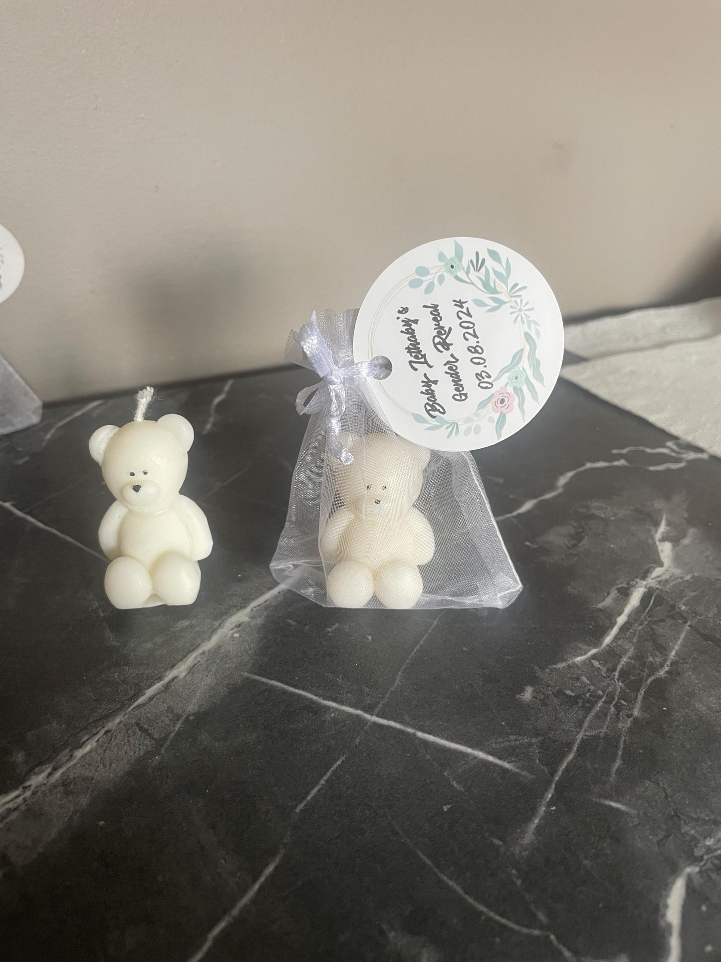 Personalised Baby Shower Favours | Baby Shower Gifts | Mini Teddy Bear scented candle | Gender Reveal favors | Thank you for coming