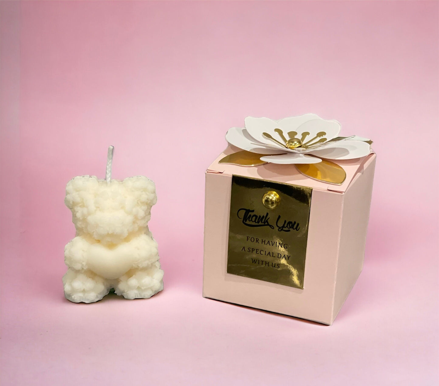Baby shower favours - Small Bear Roses scented candles | Christening favours | Party gifts