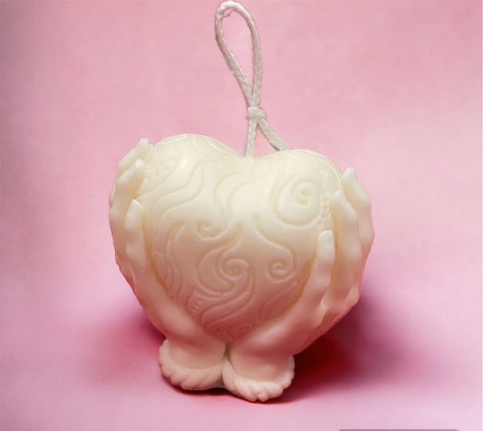 Hands Holding Heart scented candle| Valentine’s Day gift | Love celebration | Engagement | Showing feelings | Wedding favour