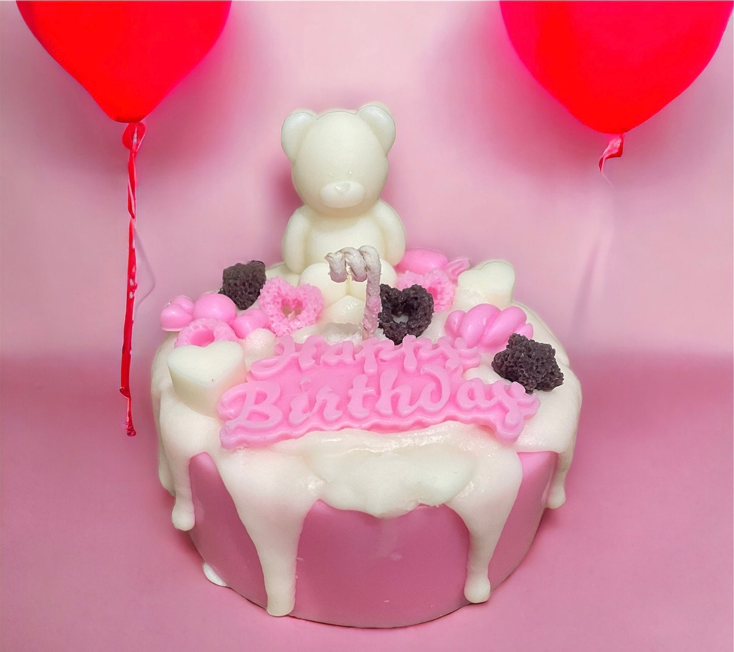 Birthday cake vanilla scented handmade candle -whipped top natural soy wax , unique and cute decorated, fake cake