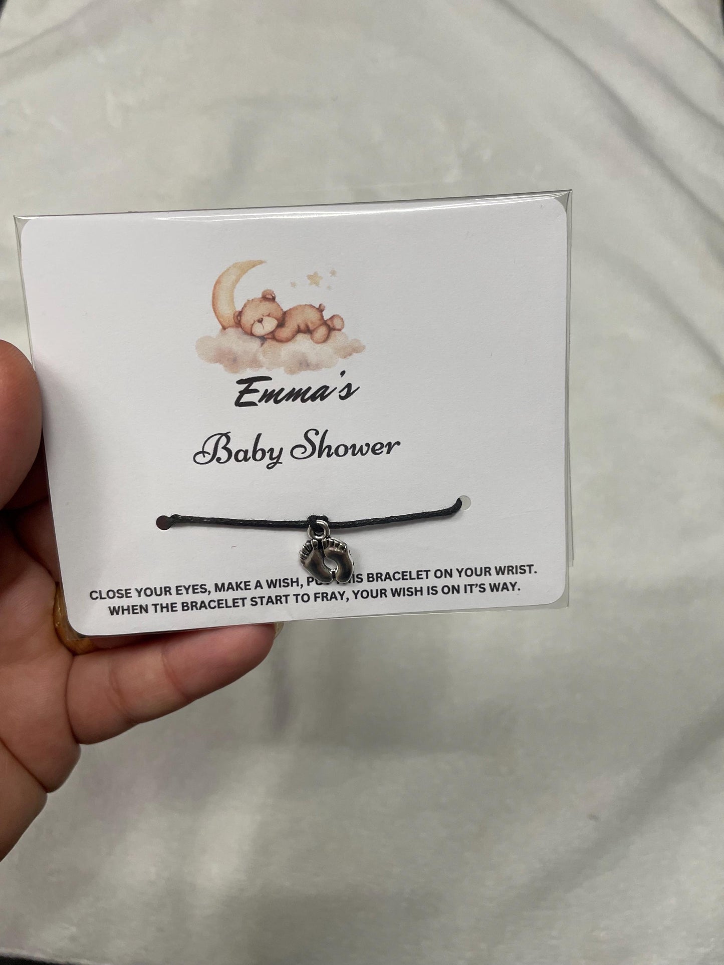 Personalised Baby Shower Wish Bracelet | Baby Shower Favours | Thank you for coming