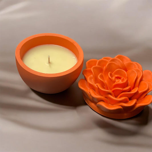 Rose Flower Jar with Scented Candle | Jesmonite jar with rose lid | Home Decor | Valentine’s Day gift | Mother’s Day gift