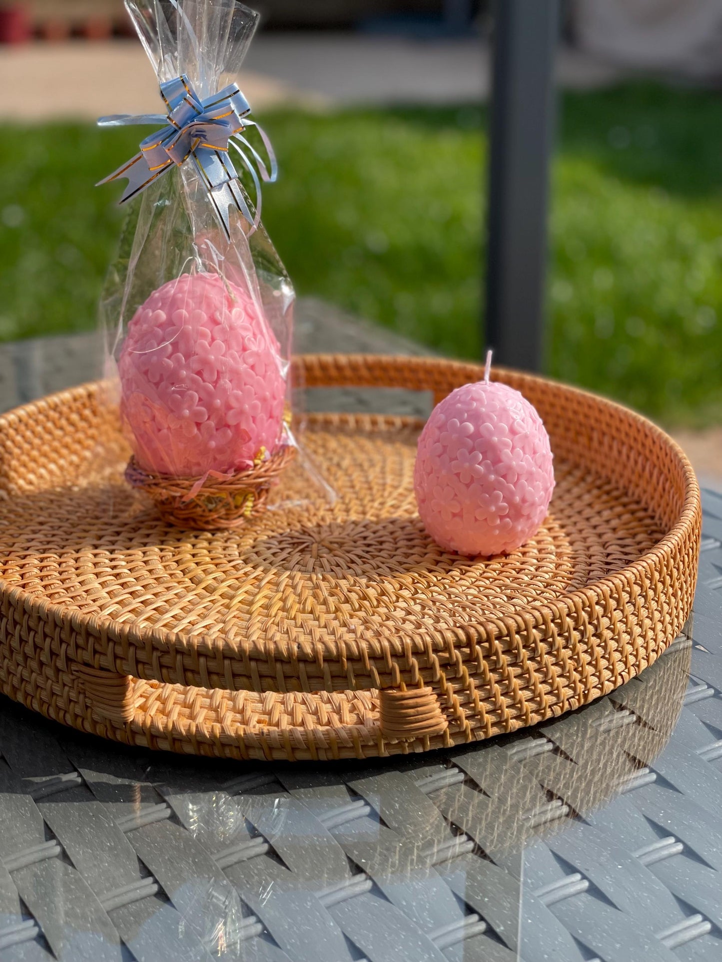 Easter Egg With Flowers Pattern Candle | Easter Decoration | Daisies Egg Candle