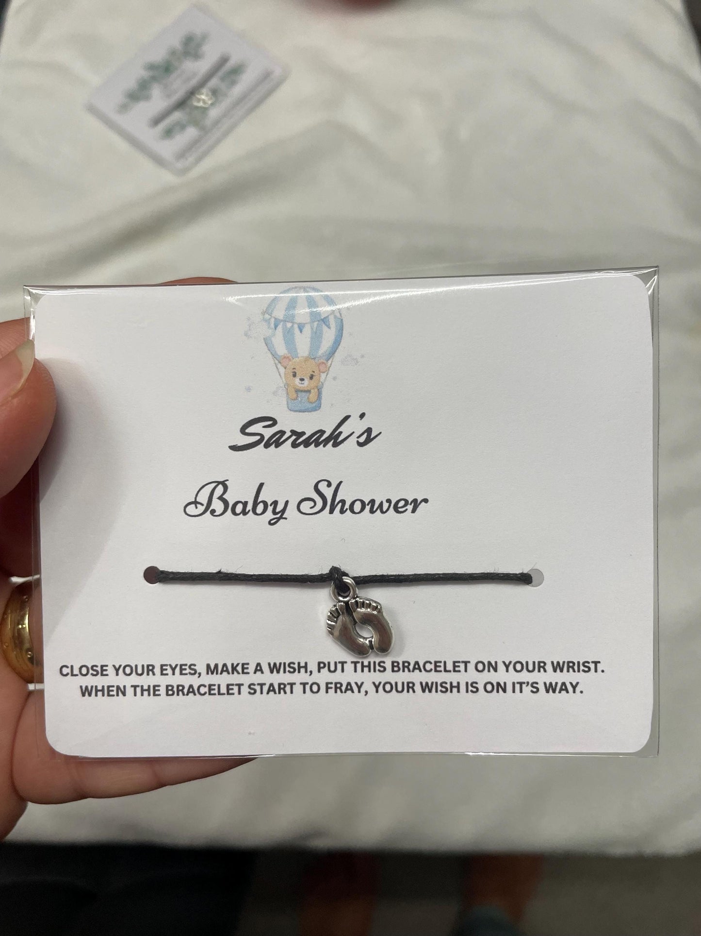 Personalised Baby Shower Wish Bracelet | Baby Shower Favours | Thank you for coming