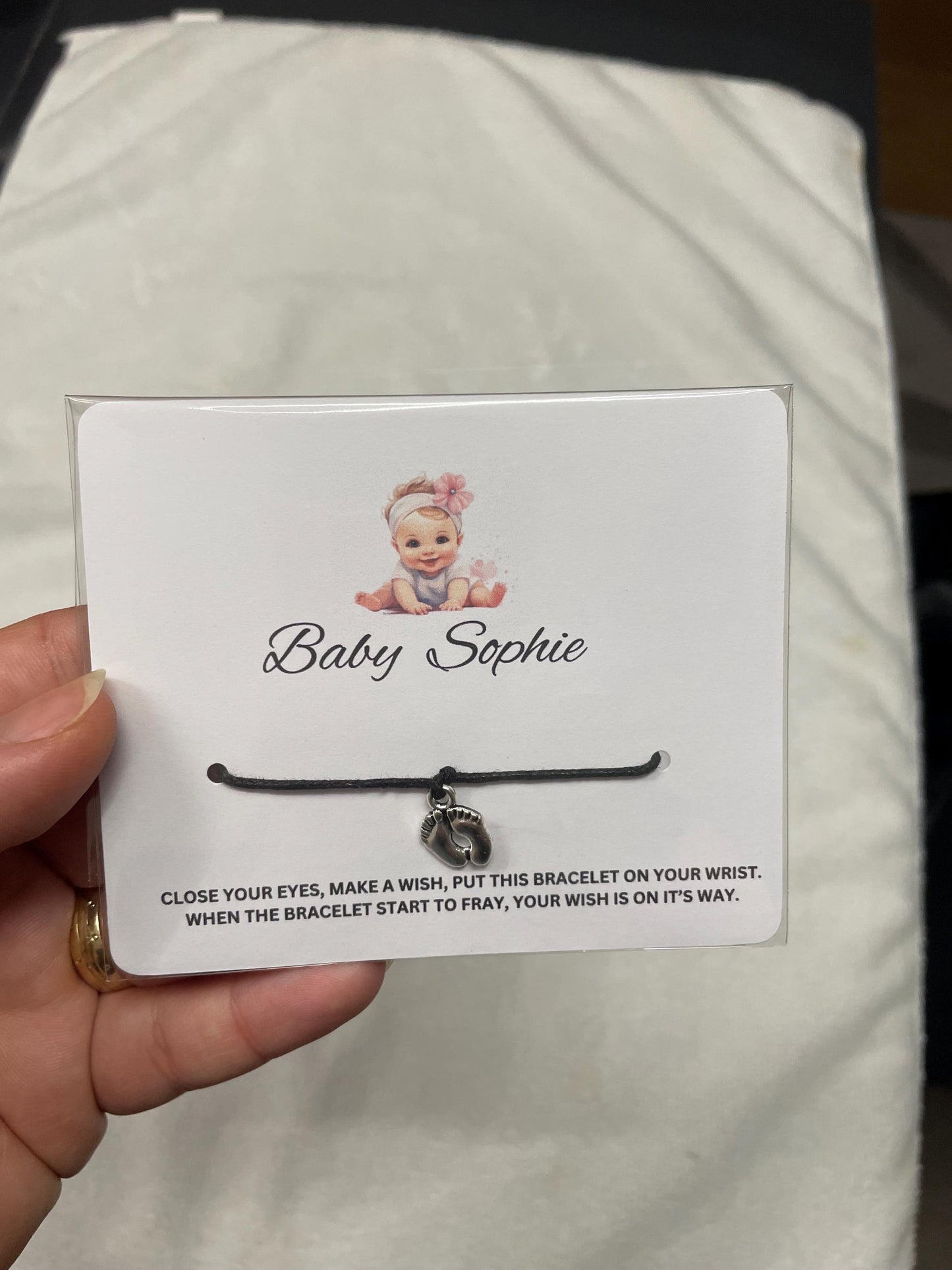 Personalised Baby Shower Wish Bracelet | Baby Shower Favours | Thank you for coming