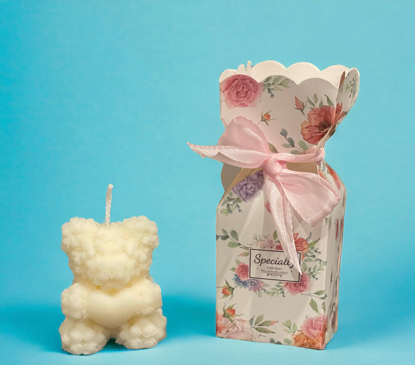 Baby shower favours - Small Bear Roses Vanilla scented candles | Christening favours | Party gifts | Thank You For Coming Gift