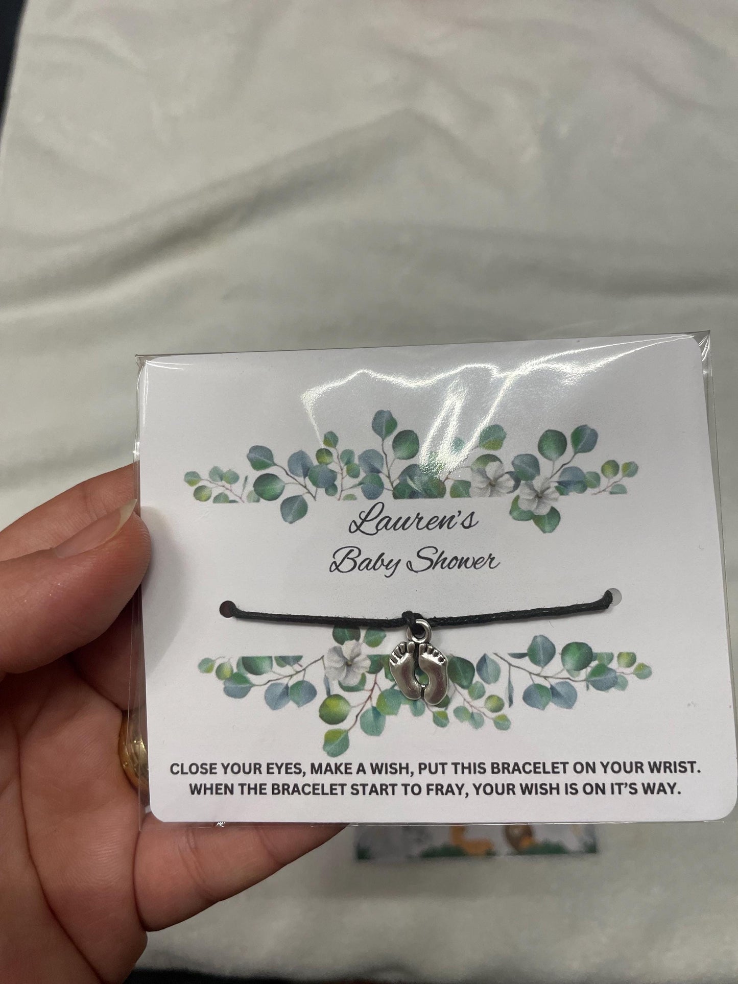 Personalised Baby Shower Wish Bracelet | Baby Shower Favours | Thank you for coming