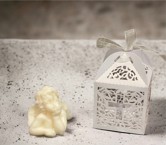 Personalised Baby Shower Favours | Small Angel Scented Candle | Christening Gift | First Communion Favours