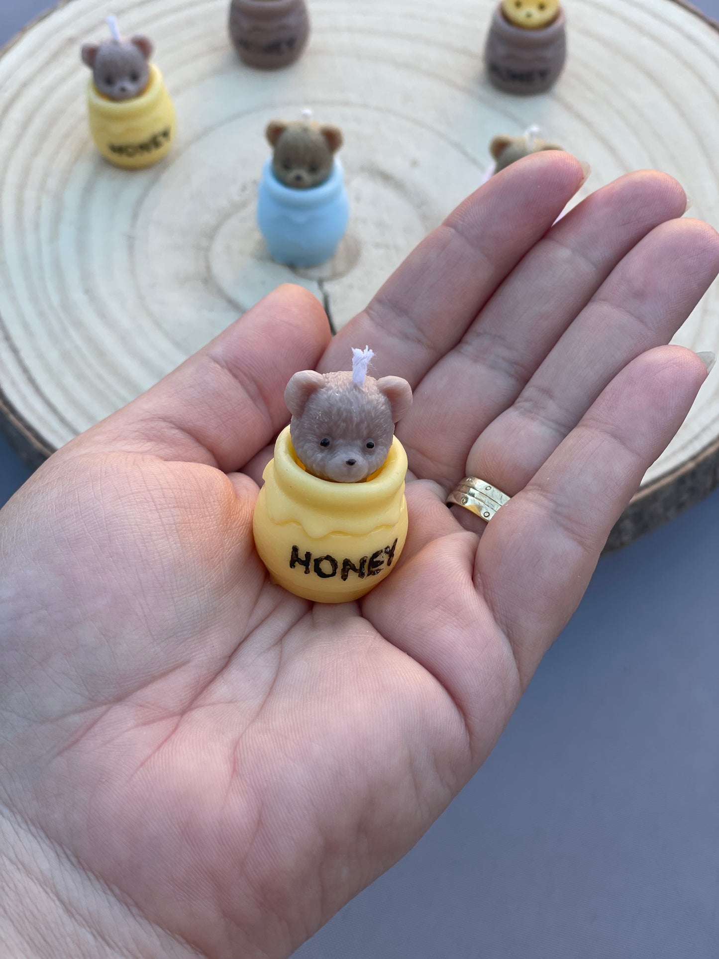 Personalised Baby Shower Favours Mini Candle | Bear in Honey Jar Small Candles | Winnie the Pooh Theme Party