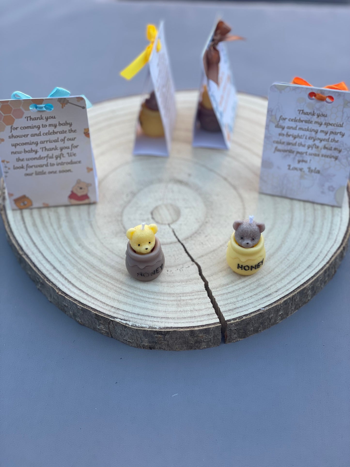 Personalised Baby Shower Favours Mini Candle | Bear in Honey Jar Small Candles | Winnie the Pooh Theme Party