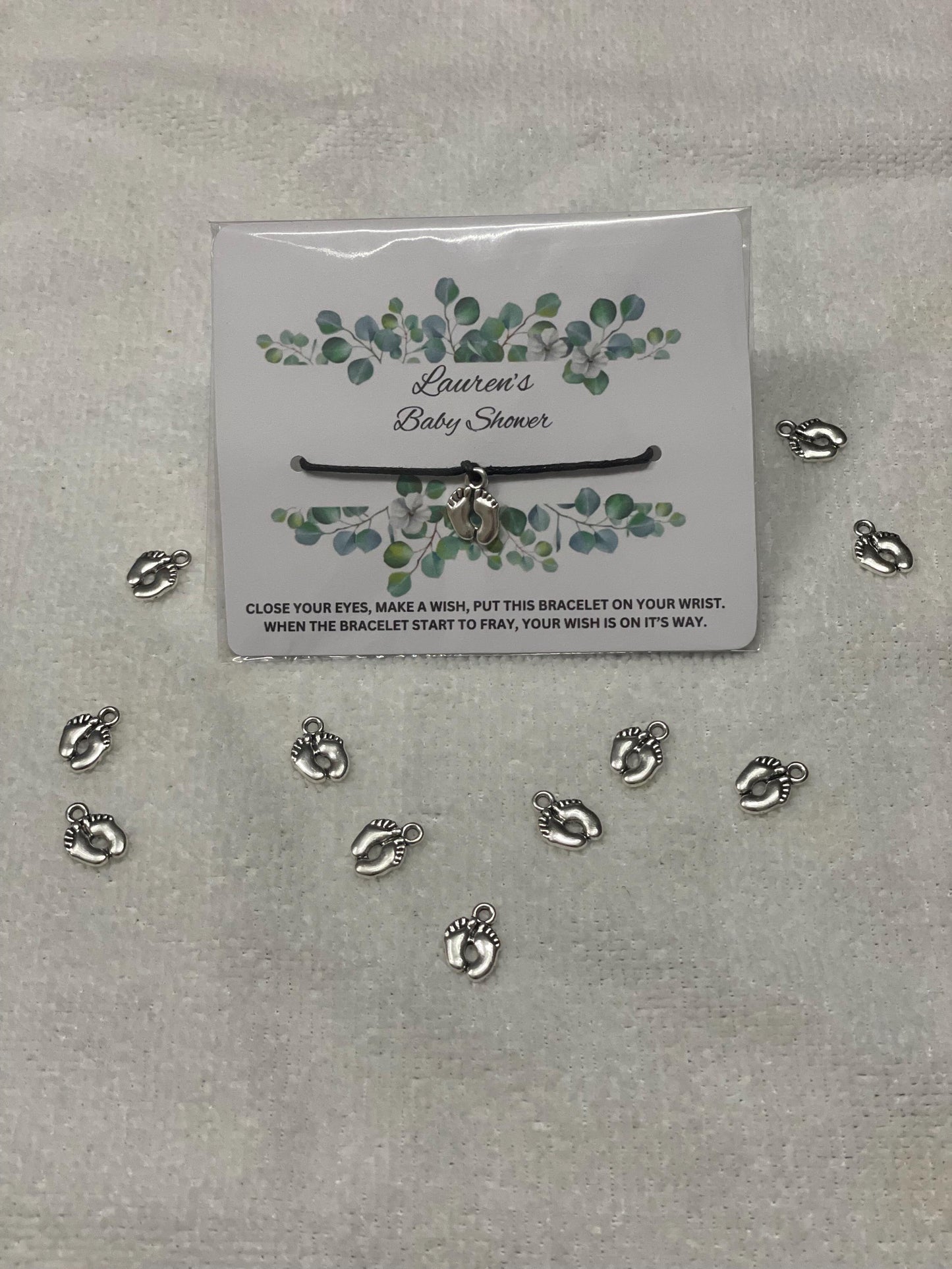 Personalised Baby Shower Wish Bracelet | Baby Shower Favours | Thank you for coming