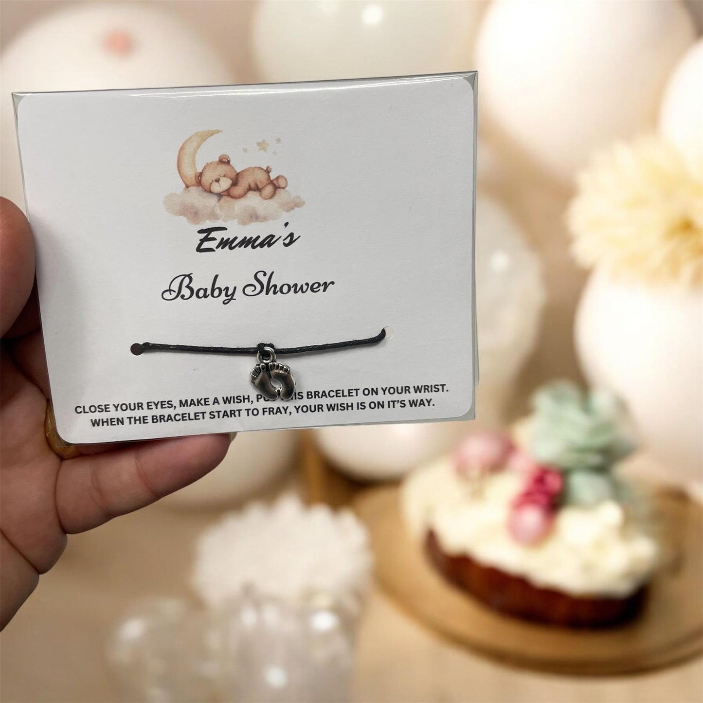 Personalised Baby Shower Wish Bracelet | Baby Shower Favours | Thank you for coming