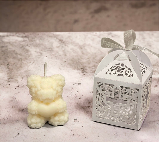 Baby shower favours - Small Bear Roses scented candles | Christening favours | Party gifts