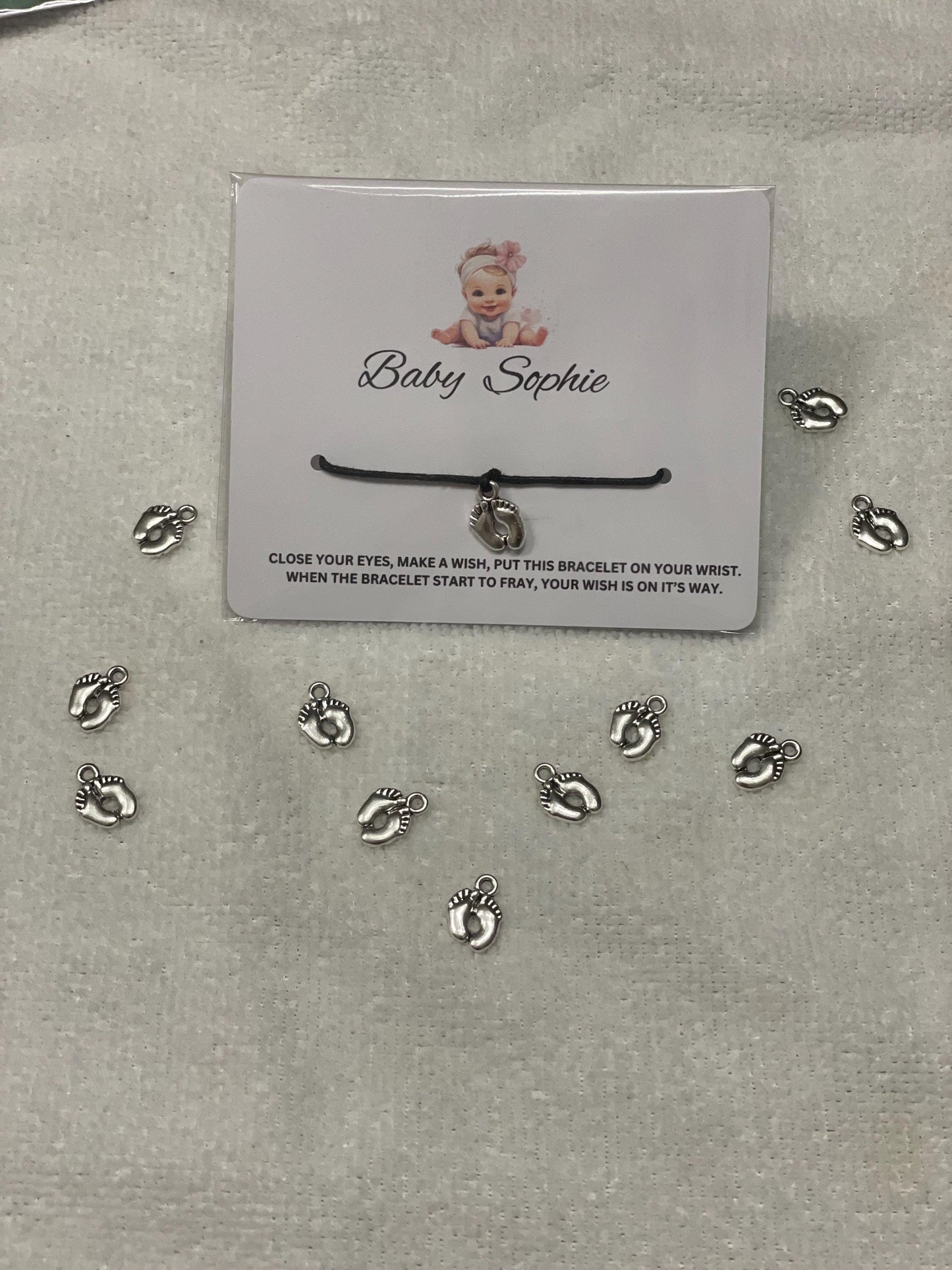 Personalised Baby Shower Wish Bracelet | Baby Shower Favours | Thank you for coming