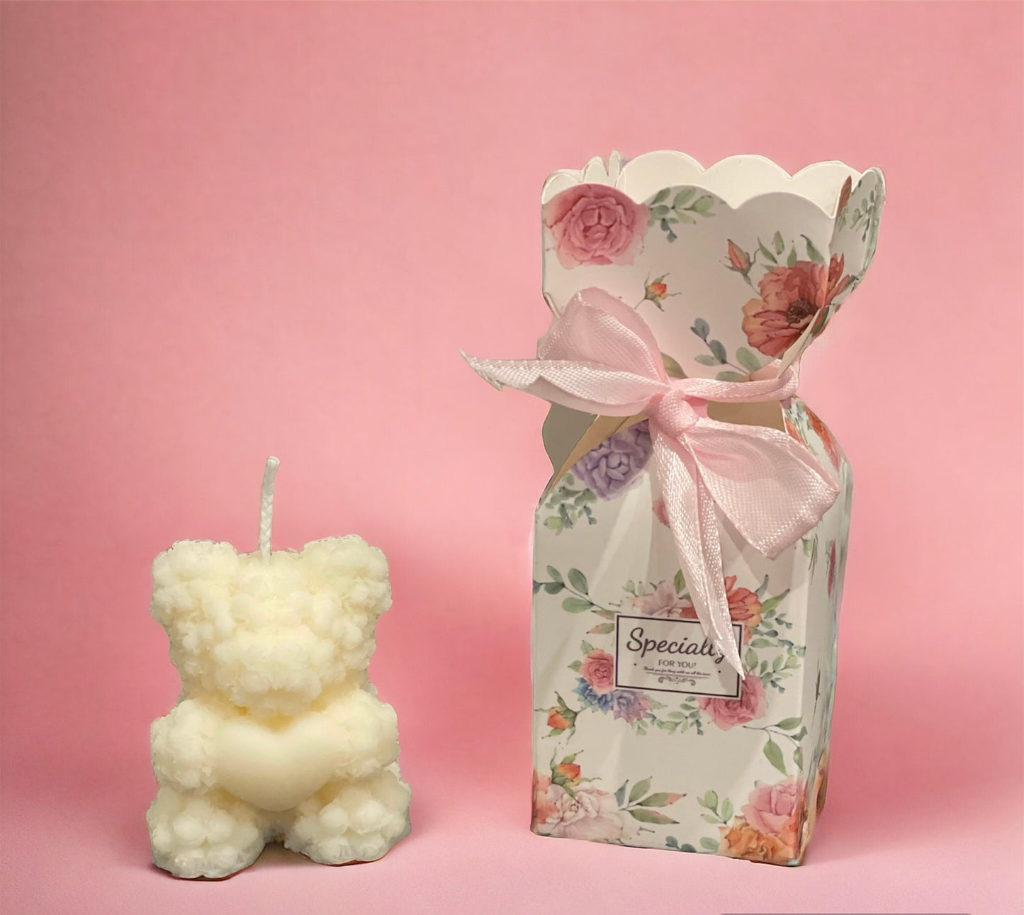 Baby shower favours - Small Bear Roses Vanilla scented candles | Christening favours | Party gifts | Thank You For Coming Gift