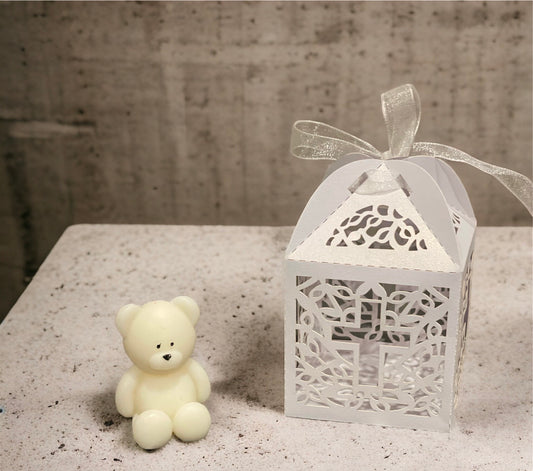 Personalised Baby Shower Favours | Baby Shower Gifts | Teddy Bear Theme | Mini Bear Candle | Gender Reveal