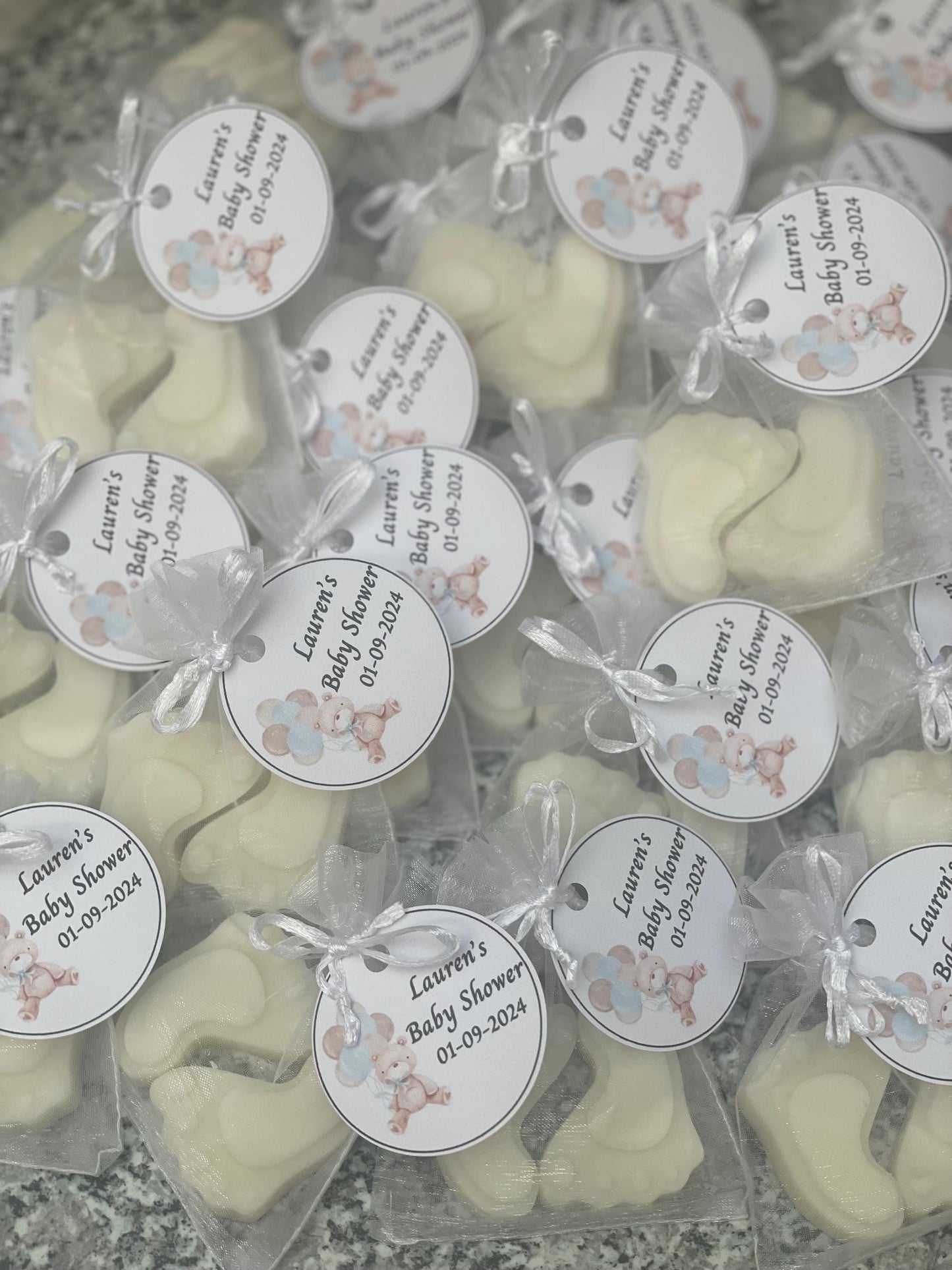 Personalised Baby Shower Favours | Baby Footprint Wax Melt | New Baby Feet | Baby Boy | Baby Girl | Gender Reveal