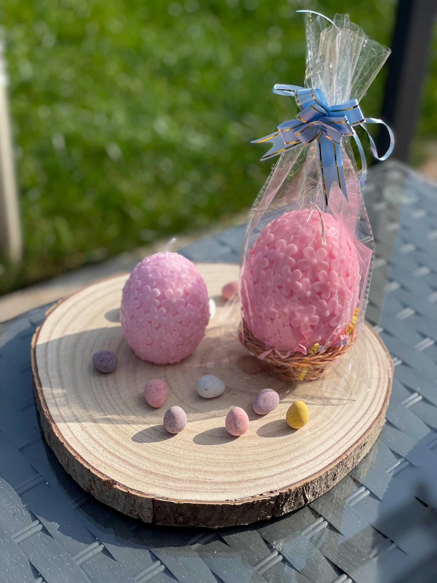 Easter Egg With Flowers Pattern Candle | Easter Decoration | Daisies Egg Candle