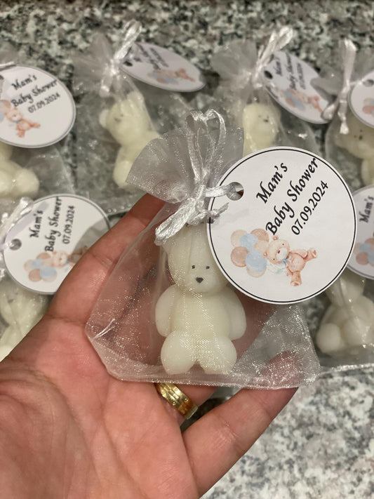 Personalised Baby Shower Favours | Baby Shower Gifts | Mini Teddy Bear  scented candle | Gender Reveal favors | Thank you for coming