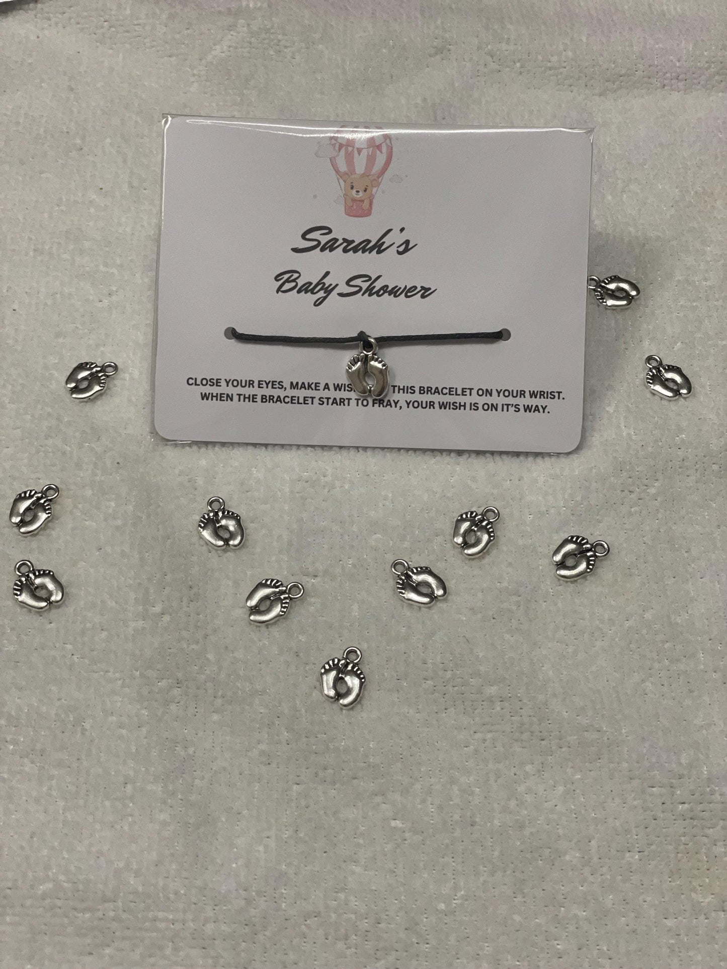 Personalised Baby Shower Wish Bracelet | Baby Shower Favours | Thank you for coming