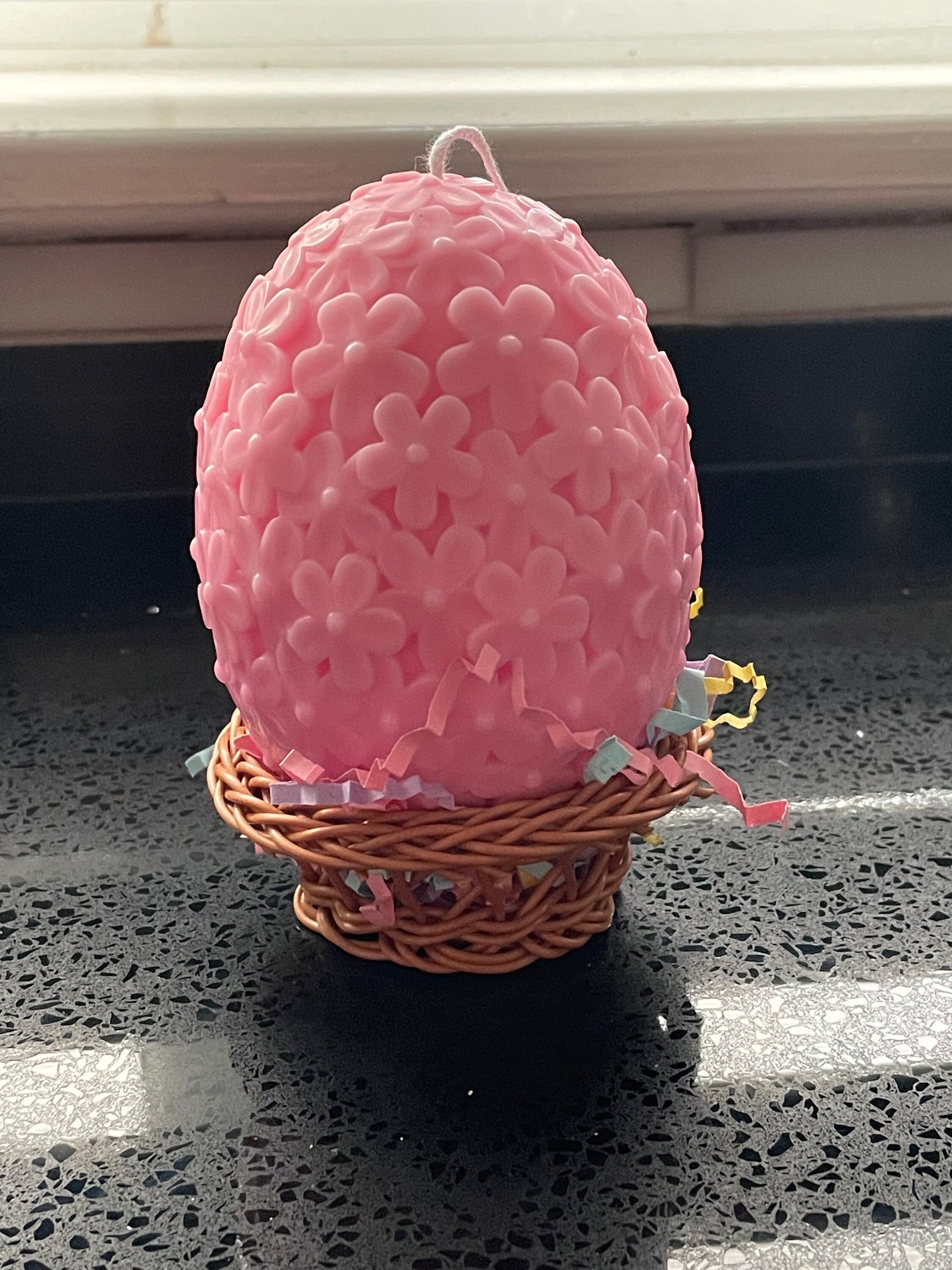 Easter Egg With Flowers Pattern Candle | Easter Decoration | Daisies Egg Candle
