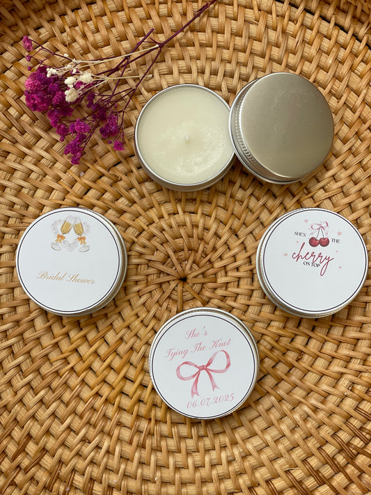Personalised Bridal Shower Favors - Small Candle Favour | Hen Do Party | She’s tying the knot | Last Rodeo | Pearls and Prosecco