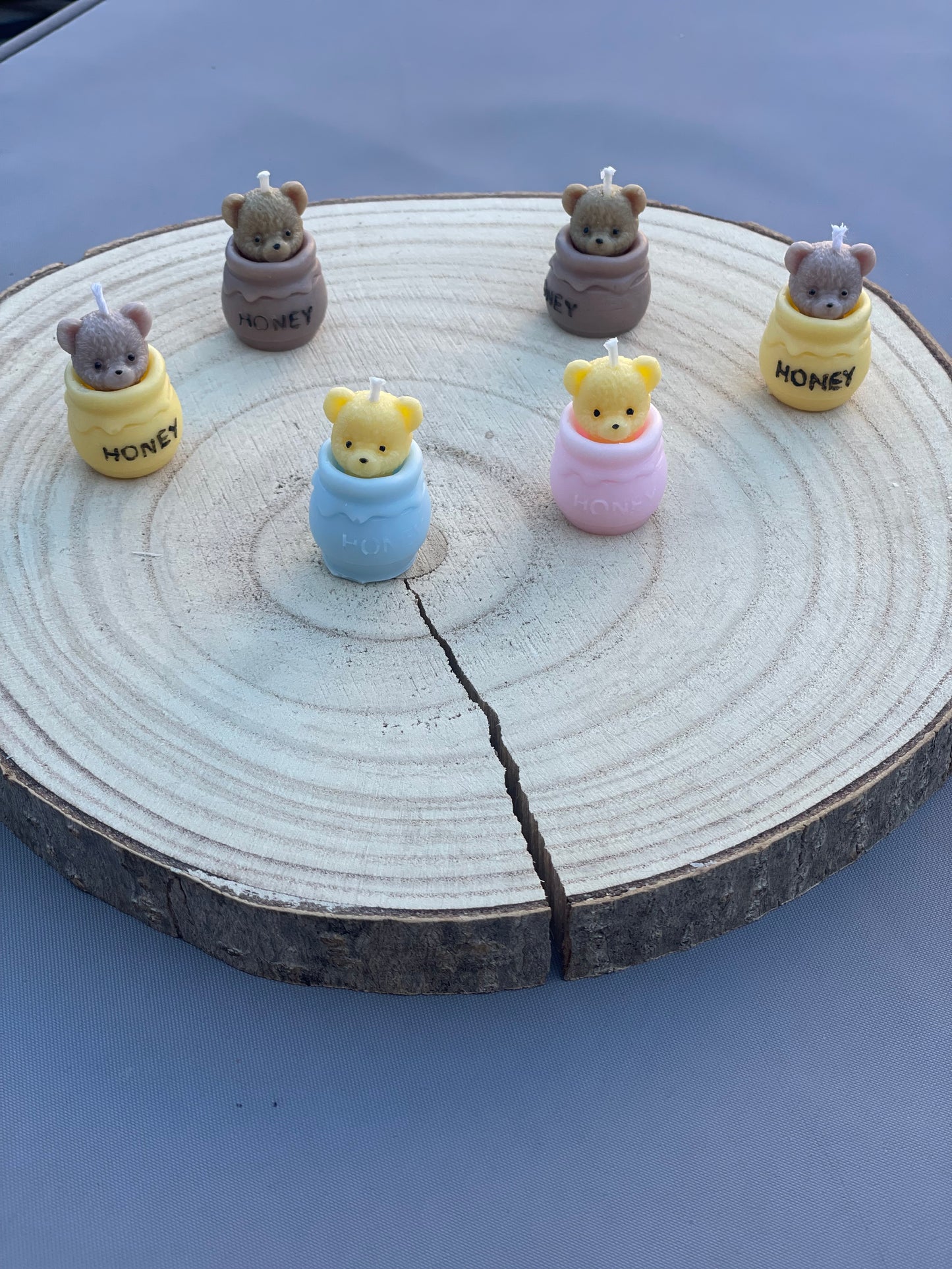 Personalised Baby Shower Favours Mini Candle | Bear in Honey Jar Small Candles | Winnie the Pooh Theme Party