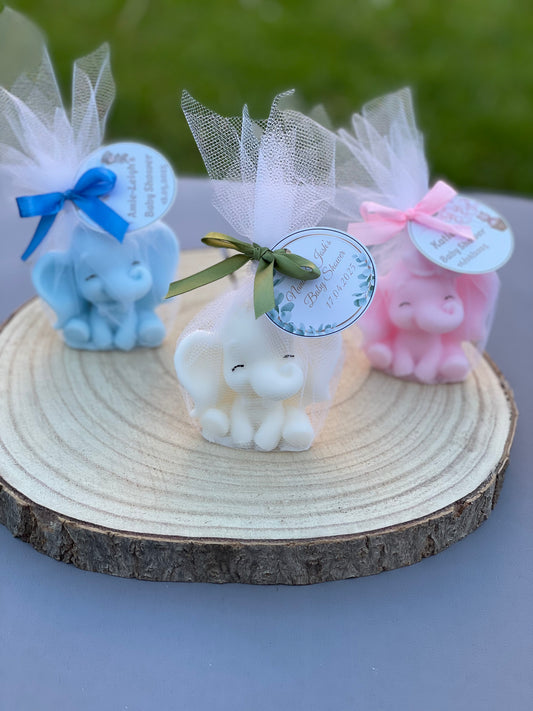 Elephant Scented Candle | Personalised Baby Shower Favours | Birthday Party Gift