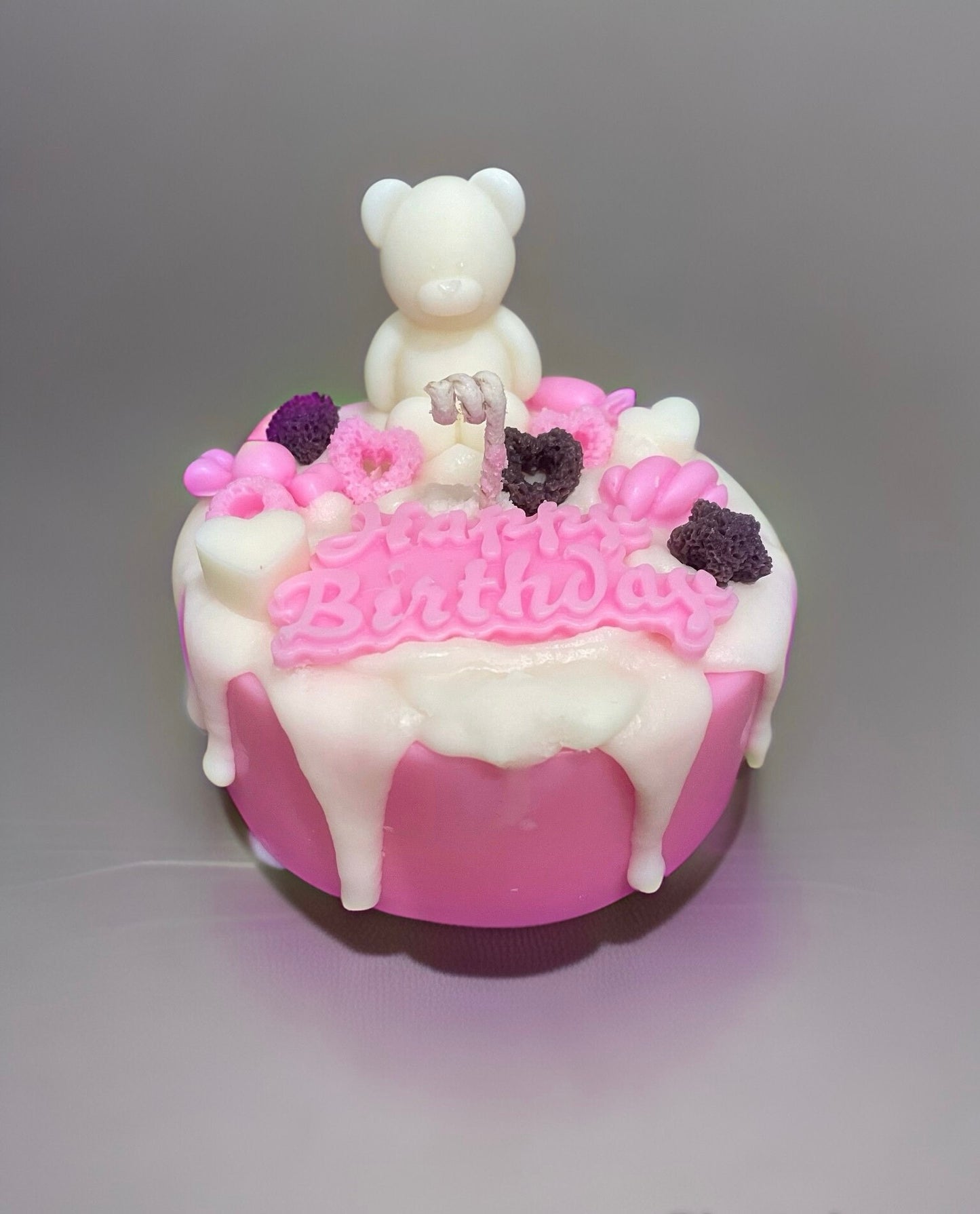 Birthday cake vanilla scented handmade candle -whipped top natural soy wax , unique and cute decorated, fake cake