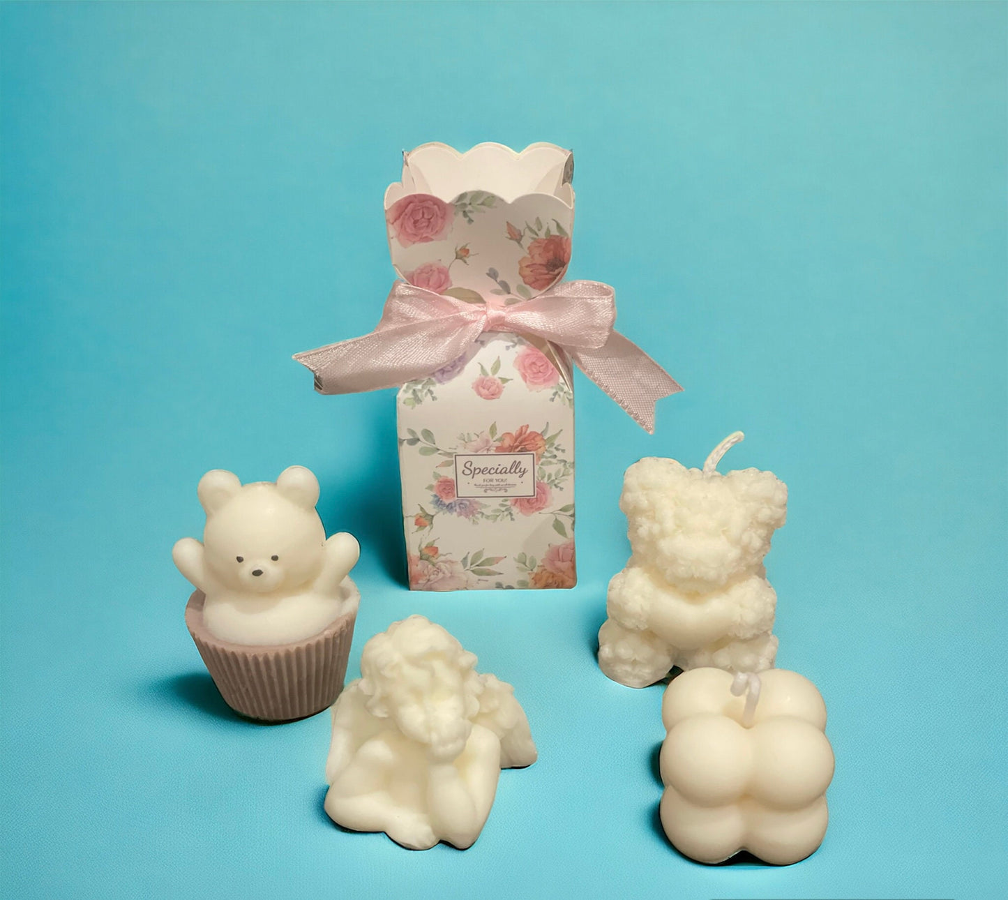 Baby shower favours - Small Bear Roses Vanilla scented candles | Christening favours | Party gifts | Thank You For Coming Gift