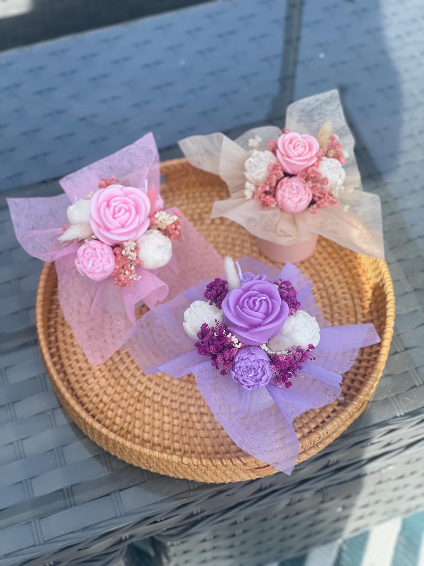 Candles Flower Mini Bouquet Gift | Scented Candles Flowers | Soy Wax Flowers Bouquet