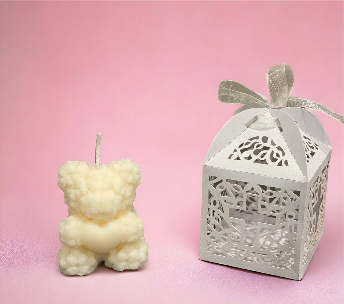 Baby shower favours - Small Bear Roses scented candles | Christening favours | Party gifts