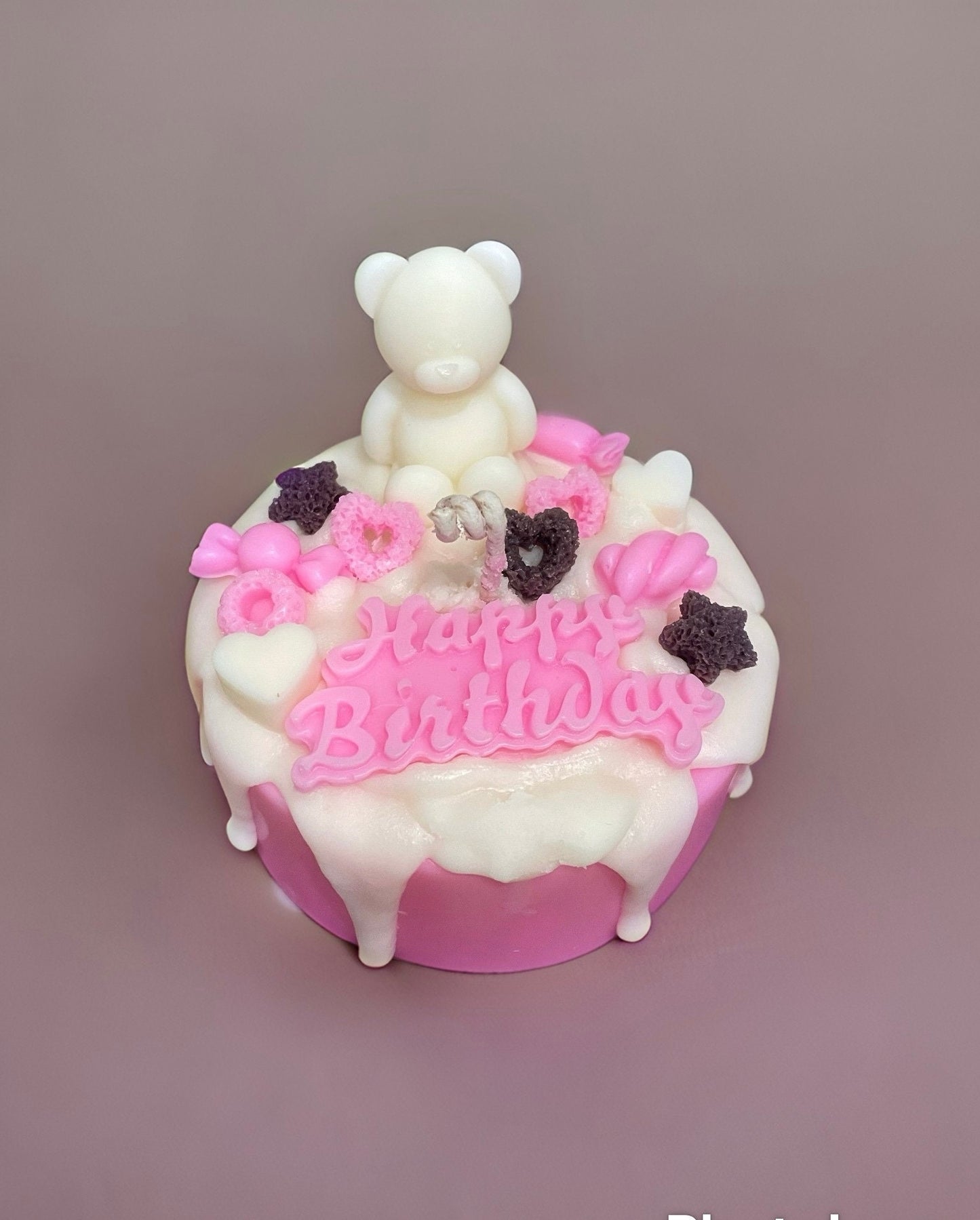 Birthday cake vanilla scented handmade candle -whipped top natural soy wax , unique and cute decorated, fake cake