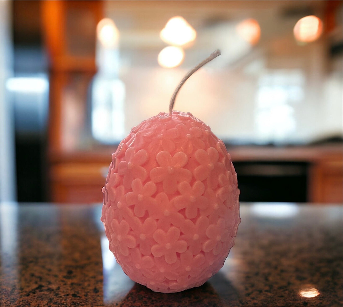 Easter Egg With Flowers Pattern Candle | Easter Decoration | Daisies Egg Candle